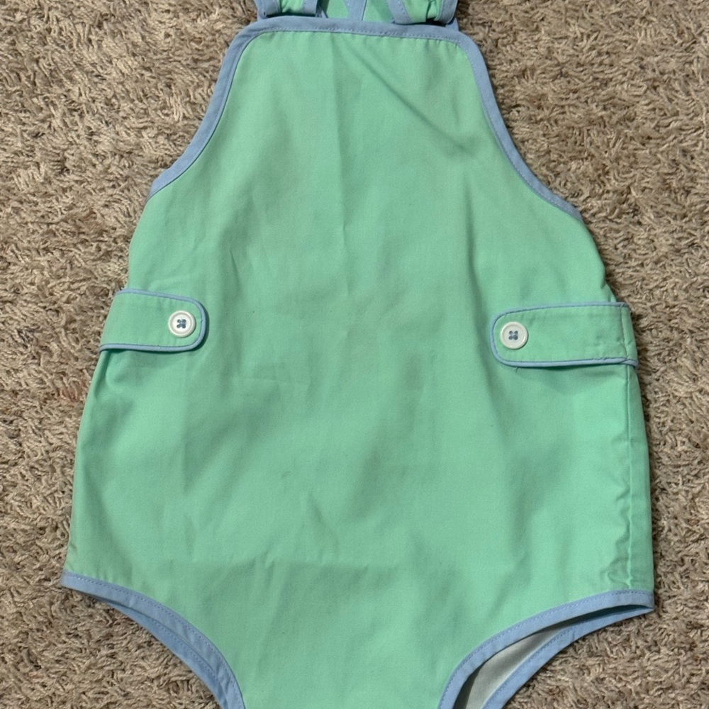 Mint and Blue Baby Romper